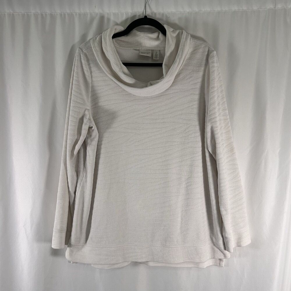 Zenergy by Chico's Sweater Women's 2 Large White Zebra Print Mock Neck Pullover
